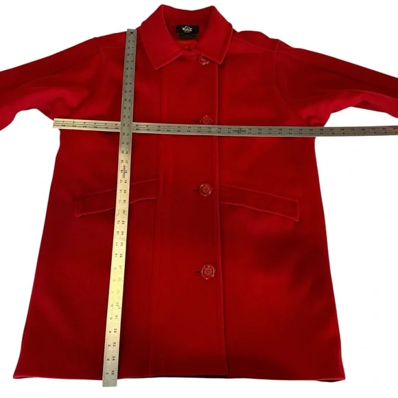 Vintage Woolrich Women’s Coat 100% Pure Wool Red Pea Coat Size M - Picture 8 of 10